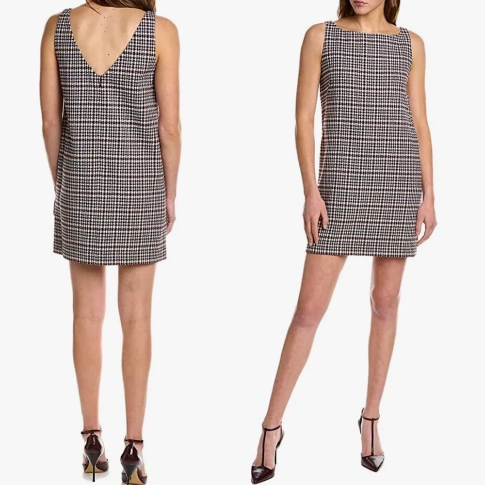 NWT Rebecca Taylor Techy Houndstooth Wool Shift Mini Dress Sheath Sleeveless 2 4 - Picture 4 of 15